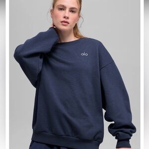NWT navy blue ALO crew neck pull over accolade small